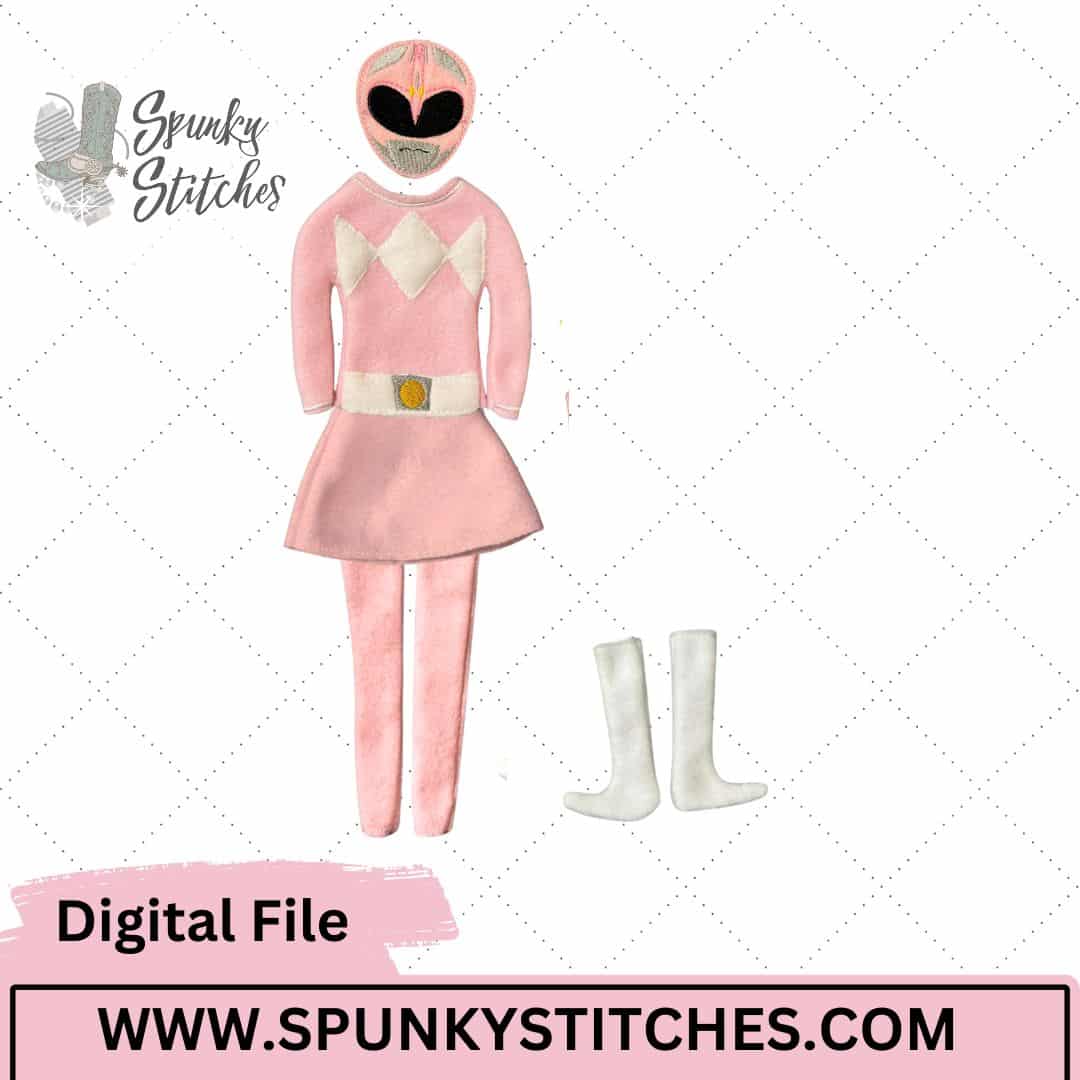 Pink Dino Ranger Elf Costume Digital Embroidery File