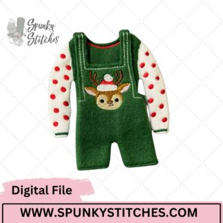 Reindeer Shortalls Elf Outfit Digital Embroidery File
