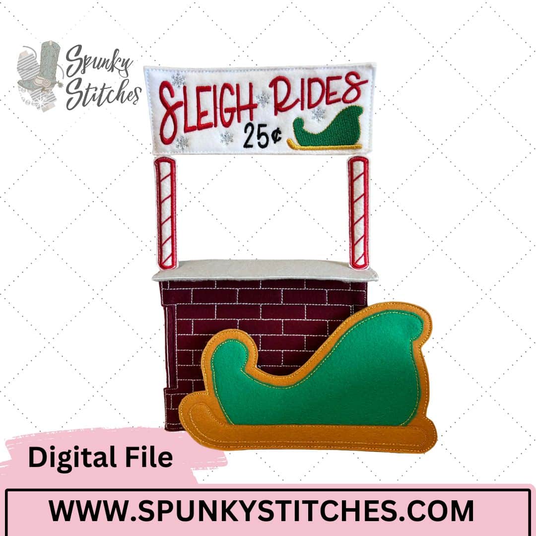 Elf Sleigh Ride Stand In The Hoop Digital Embroidery File