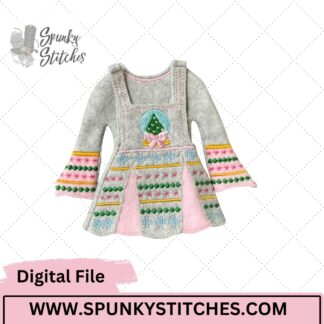 Snow Globe Elf Overall Dress Set Embroidery File