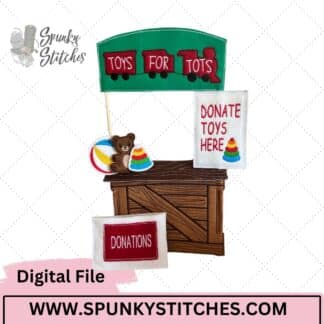 Elf Toy Donation Stand In The Hoop Embroidery File