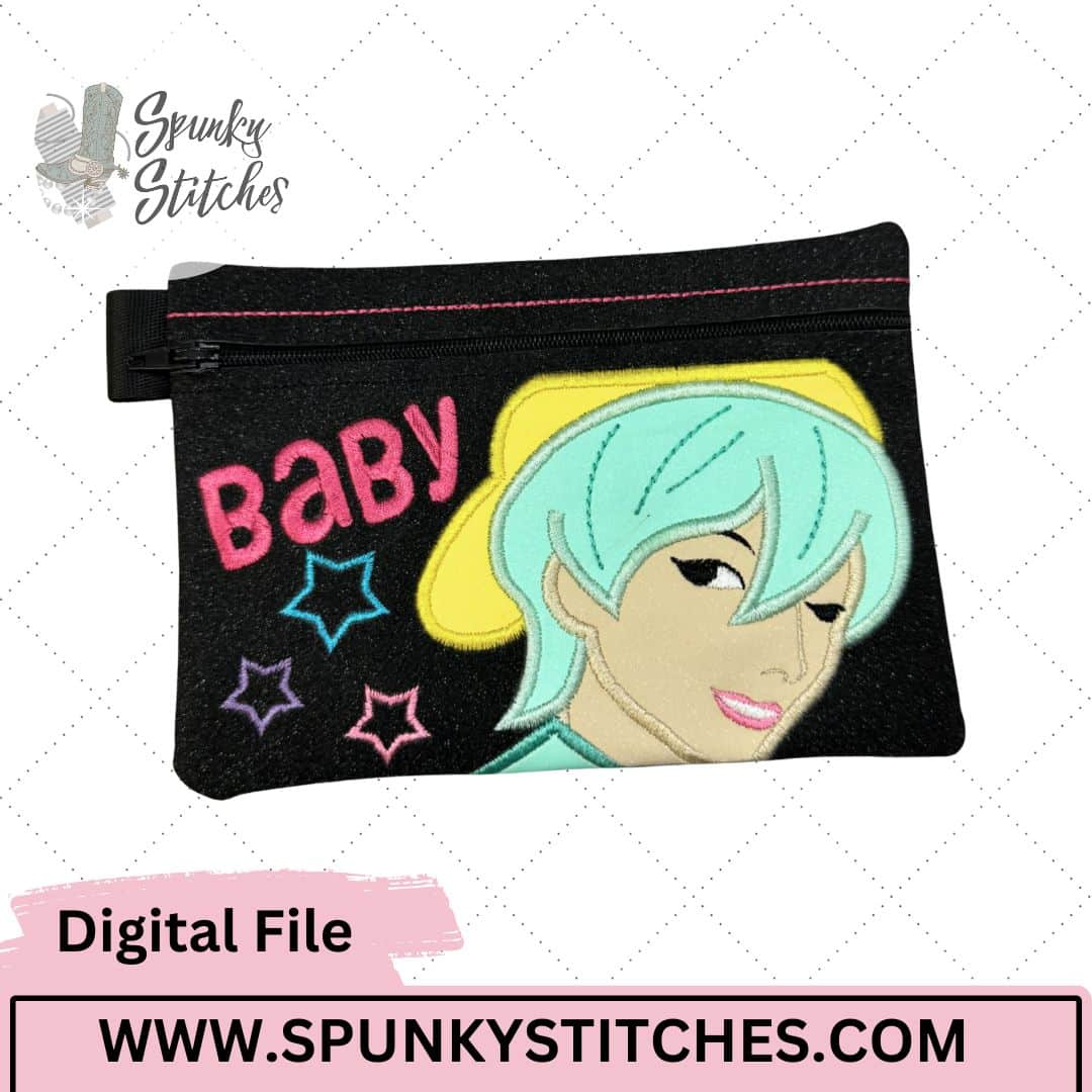 Baby ITH Zipper bag embroidery file.