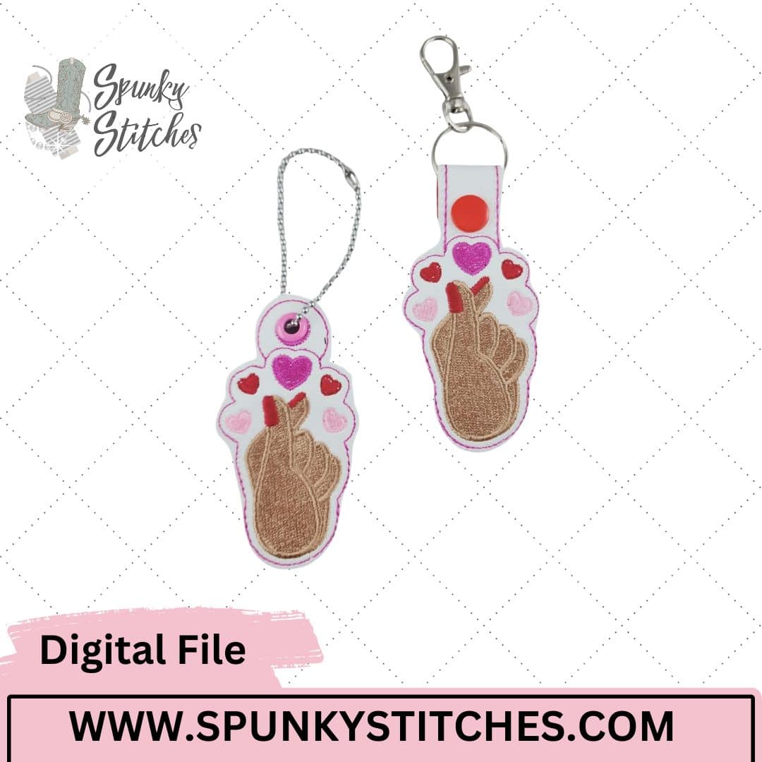 K Pop Finger Heart Key Fob and Zipper Pull In The Hoop Embroidery File