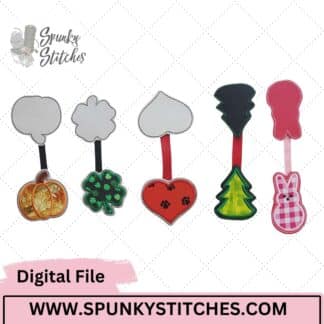 Holiday Shapes Set Of 5 Magnetic Bookmark In The Hoop Embroidery File