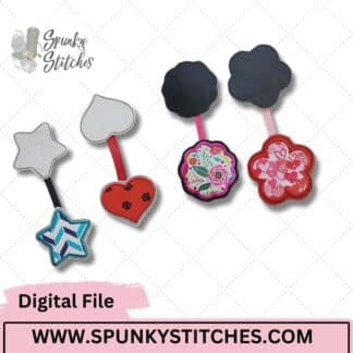 Girly Shapes Set Of 4 Magnetic Bookmark In The Hoop Embroidery File