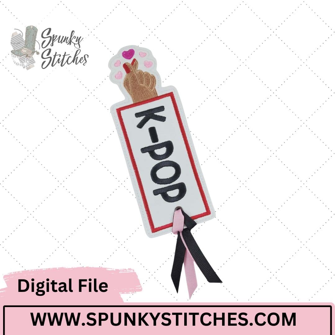 K Pop Finger Heart Bookmark In The Hoop Embroidery File