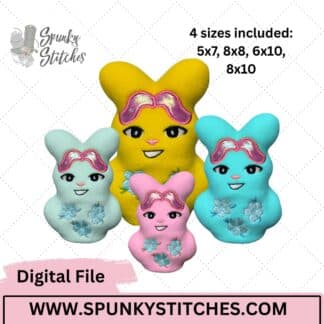 Kpop Abby Inspired Bunny Stuffy, 4 sizes, Digital Embroidery File