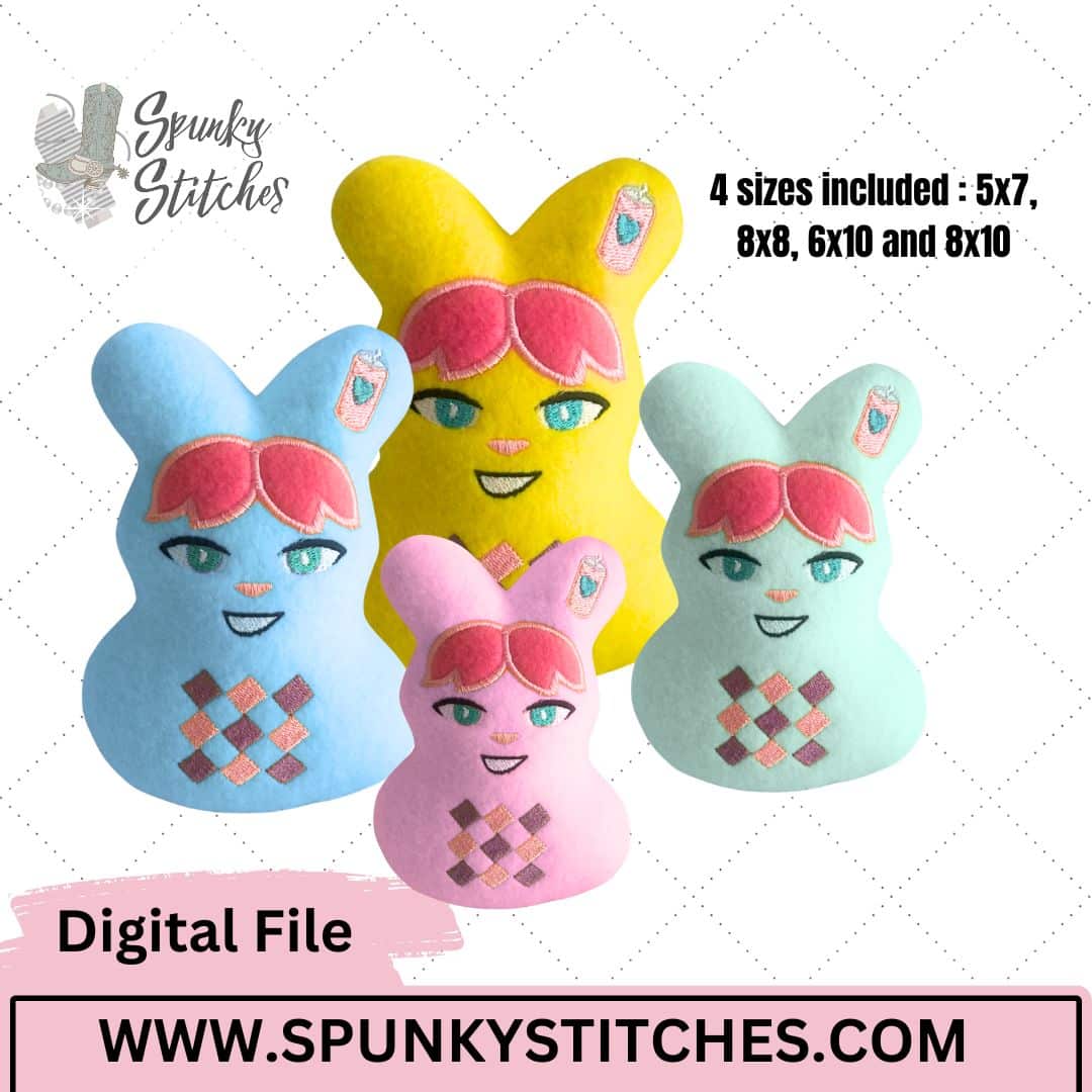 Kpop Baby Bunny Stuffy, 4 sizes, Digital Embroidery File