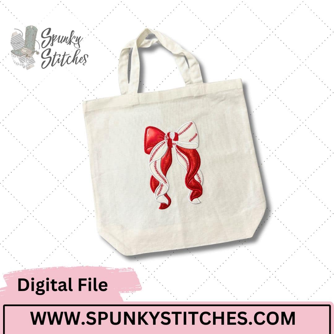Baseball Bow Embroidery Applique - Image 5