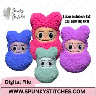 Bubu Bunny Stuffy, 4 sizes, Digital Embroidery File