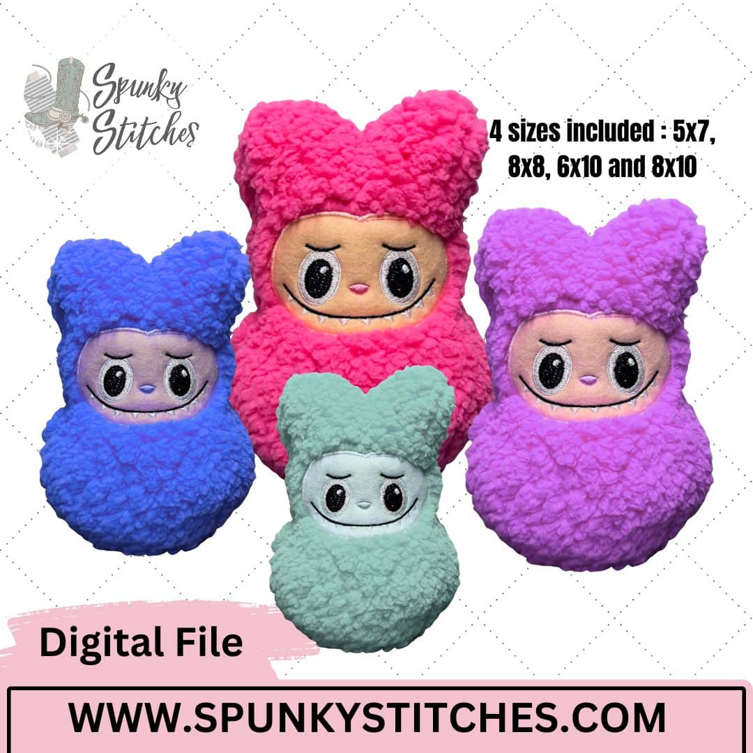 Bubu Bunny Stuffy, 4 sizes, Digital Embroidery File