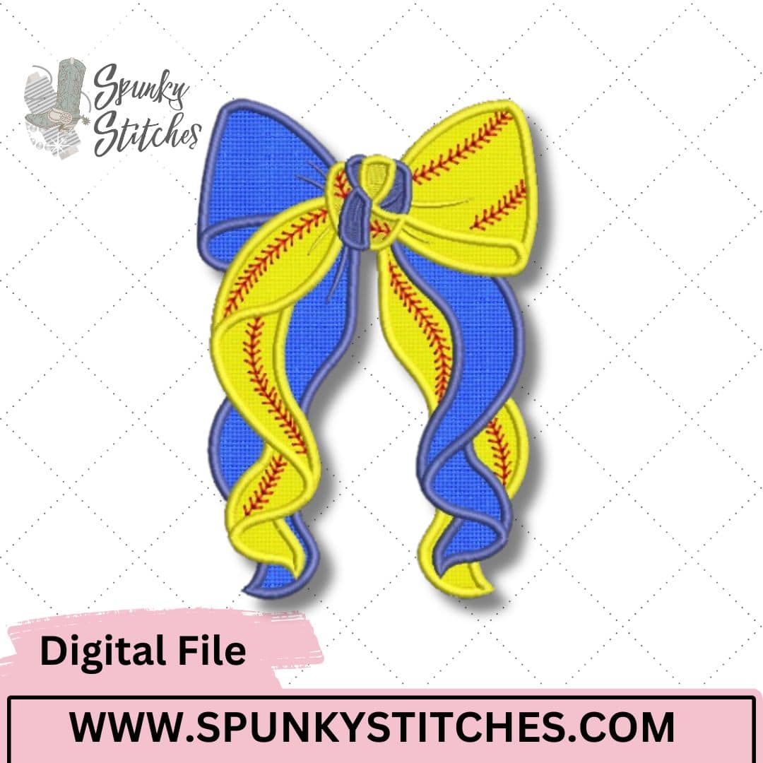 Baseball Bow Embroidery Applique - Image 3