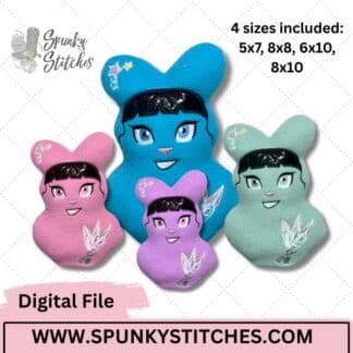 Zoey Bunny Stuffy, 4 sizes, Digital Embroidery File