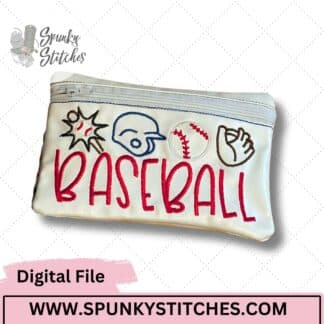 Baseball Icon ITH Zipper Bag Embroidery File