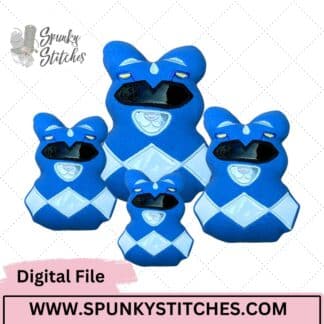 Blue Dino Ranger Bunny Stuffy, 4 sizes, Digital Embroidery File