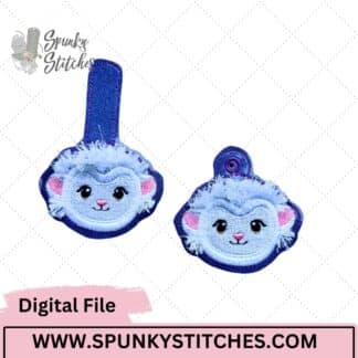 Fringe Lamb Key Fob and Zipper Pull In The Hoop Fringe Embroidery File