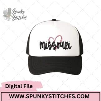 Missouri Heart Hat Digital Embroidery File