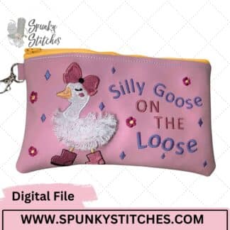 Silly Goose On The Loose  ITH Fringe Embroidery Zipper Bag Digital Embroidery File