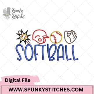 Softball Icon Embroidery Design-3 Sizes- Softball Mom-Sports Mom-Digital Download