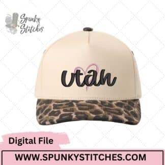 Utah Heart Hat Digital Embroidery File